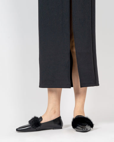 Pointed Toe Faux Fur Slip on Flat Slide Loafers