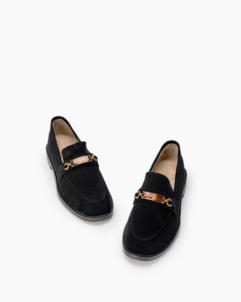 Vintage Velvet Trim Deco Slip On Slippers Loafers