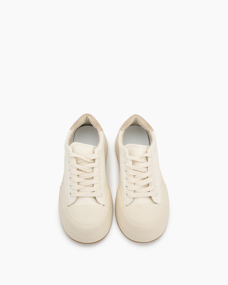 Two Tone Low Top Breathable Platform Sneakers