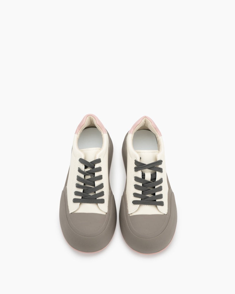 Two Tone Low Top Breathable Platform Sneakers