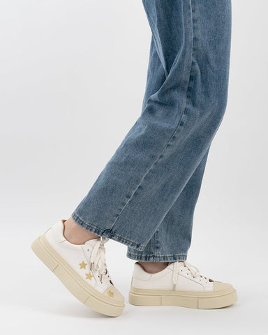 Star Embroidery Lace-Up Platform Sneakers