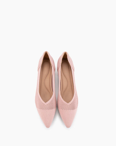 Knit Comfortable Chunky Low Block Heel Pumps