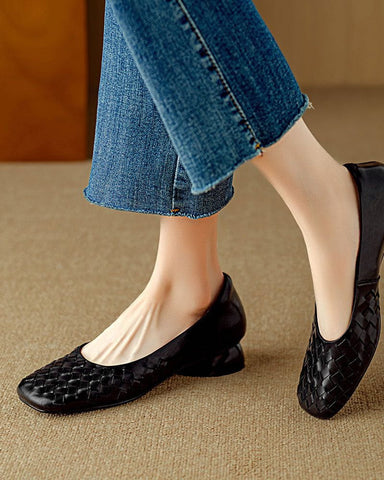 Woven Slip-On Soft Ballet Flat Loafers