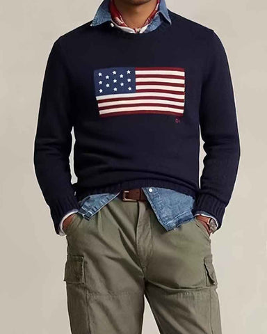 Cozy-Everyday-Flag-Knit-Casual-Sweater-3