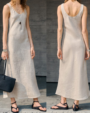 Summer-Citywalk-Minimalist-Linen-Midi-Dress-4
