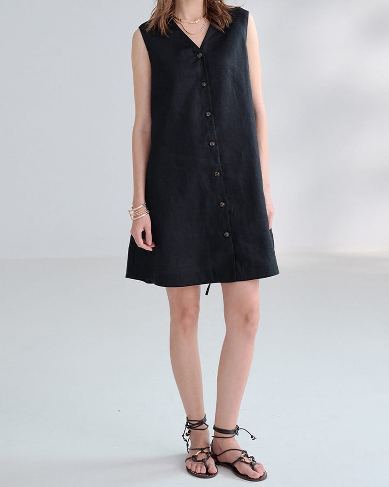 linen dress for office Beige Linen Maxi Dress with Wrap Style and V-Neck Collar
