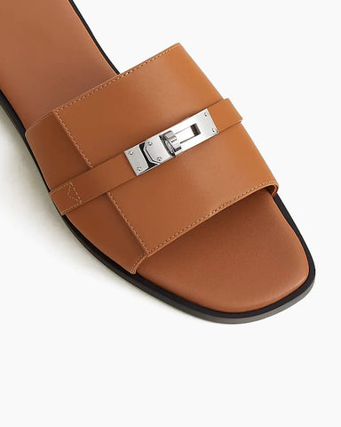 Urban-Stroll-Metal-Buckle-Leather-Slides-9