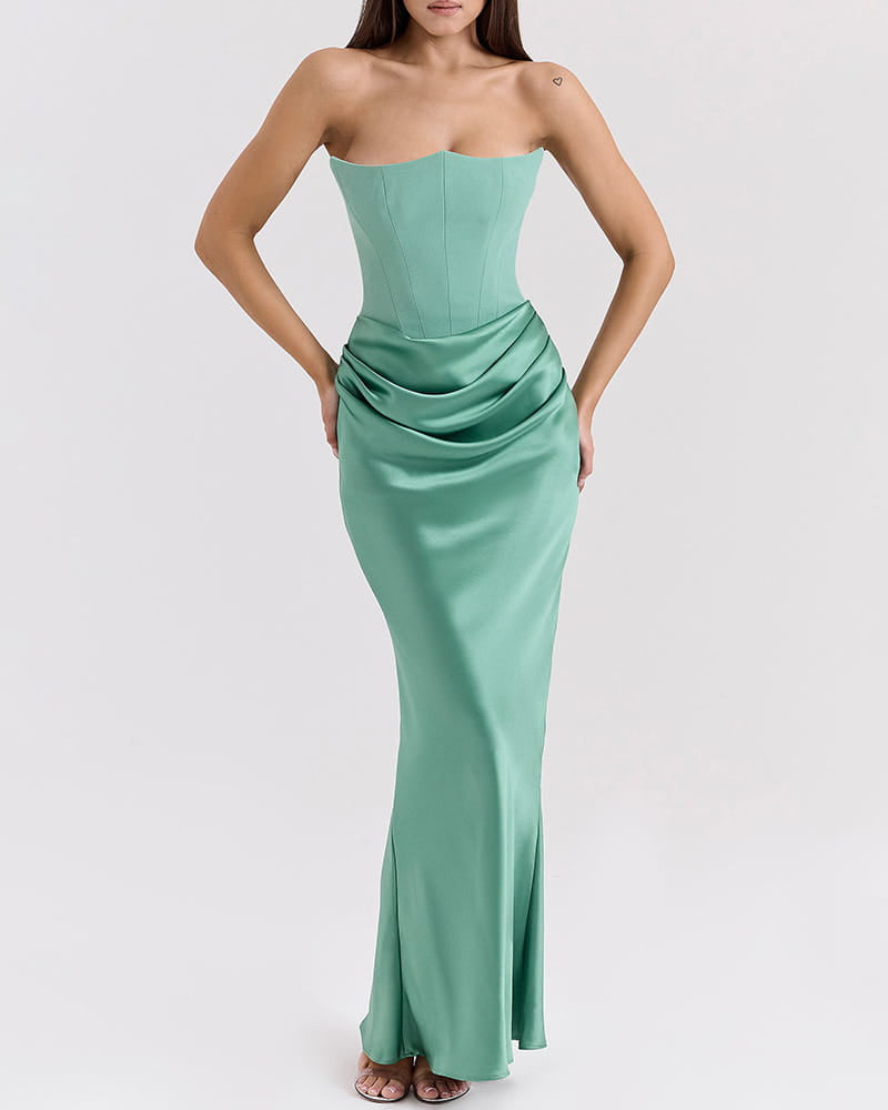 Glamorous-Evening-Strapless-Pleated-Maxi-Dress-1