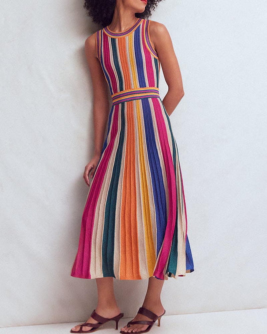 Sparkling-Evening-Metallic-Stripe-Party-Dress-1