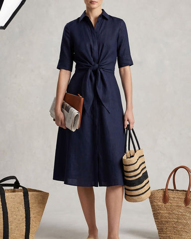 Summer-Office-Casual-Belted-Shirt-Dress-6