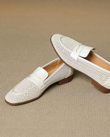 Woven Braided Leather Casual Flat Loafers