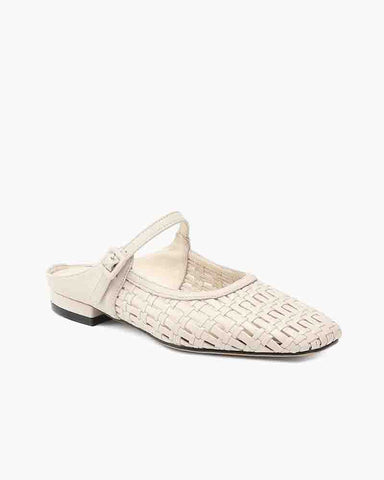 Woven Backless Mary Jane Backless Flats