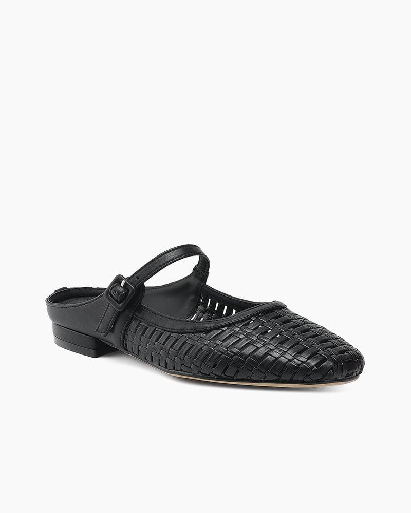 Woven Backless Mary Jane Backless Flats