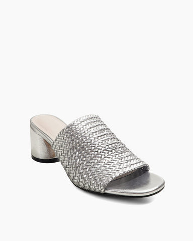 Woven Open-Toe Block-Heel Mule Sandals