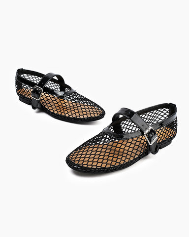 Mesh Mary Jane Flat Lightweight  Sandals
