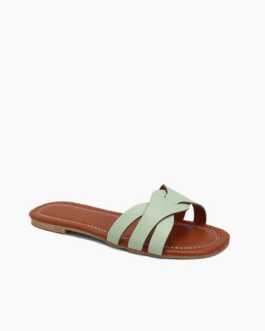 Cutout Strap Minimalist Flat Slide Sandals