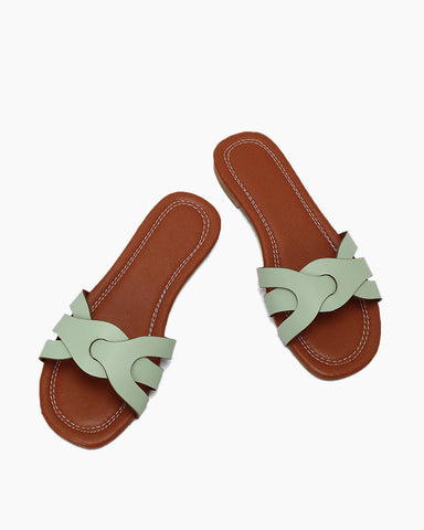 Cutout Strap Minimalist Flat Slide Sandals