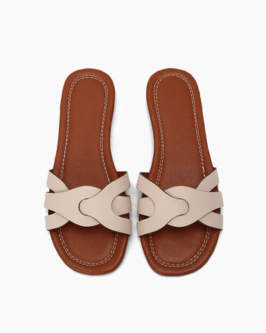 Cutout Strap Minimalist Flat Slide Sandals