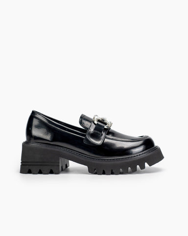 Platform Chunky Loafers with 4 Detachable Velcro Decorations