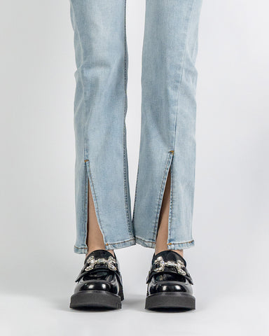 Platform Chunky Loafers with 4 Detachable Velcro Decorations