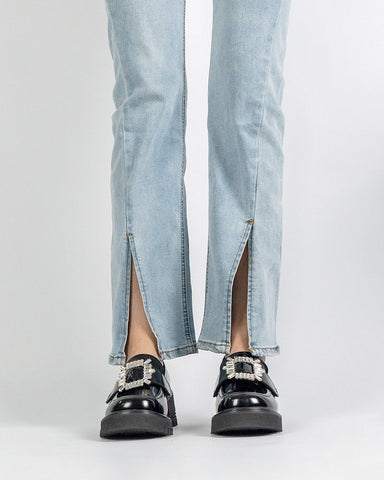 Platform Chunky Loafers with 4 Detachable Velcro Decorations