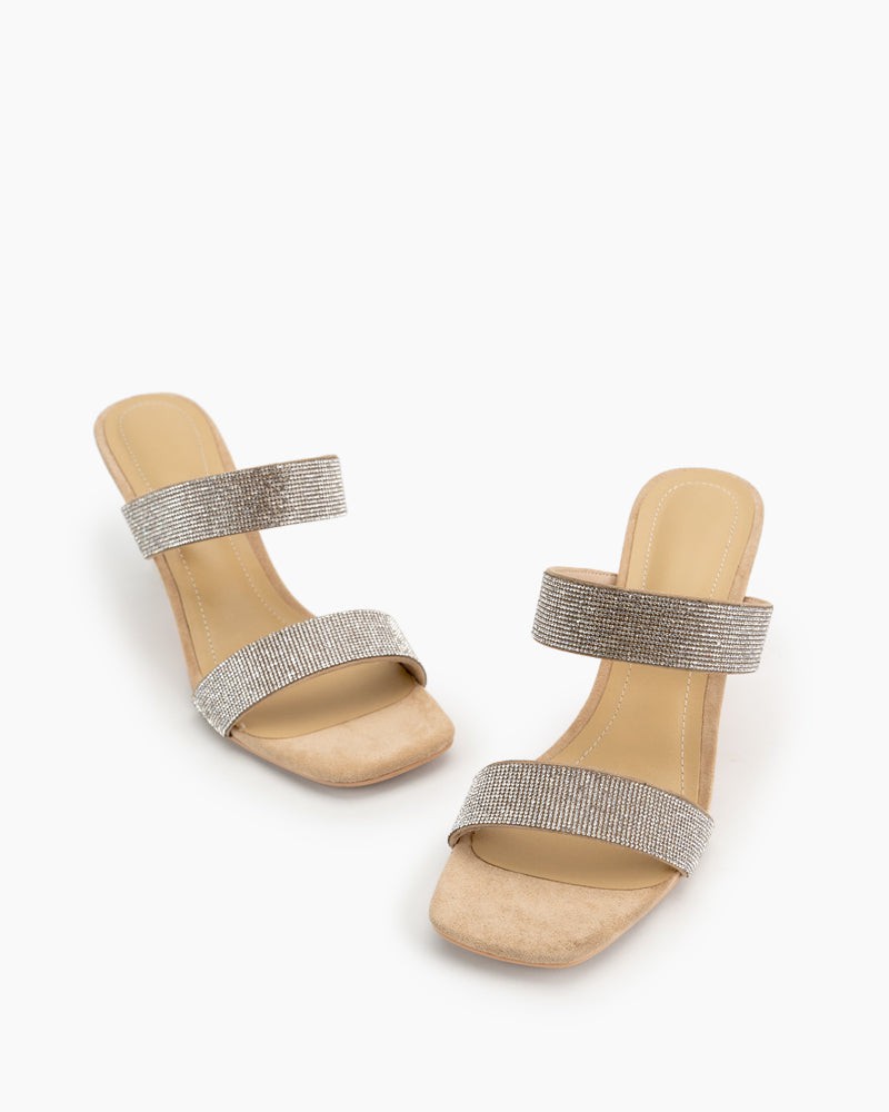 Rhinestone-Double-Strap-Slide-Casual-Bling-Slippers-Heel-Sandals