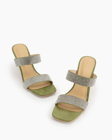 Rhinestone-Double-Strap-Slide-Casual-Bling-Slippers-Heel-Sandals