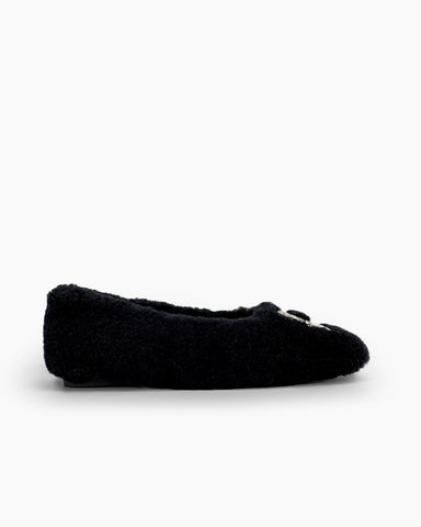 Rhinestone-Square-Buckle-Fuzzy-Slip-On-Slippers-Loafers