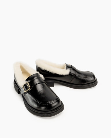 Lamb-Fur-Slip-on-Comfortable-Flat-Loafers-leather