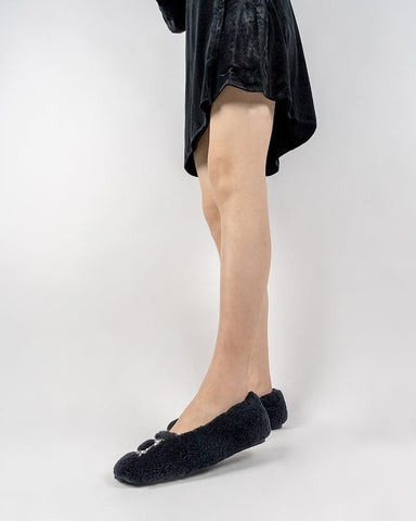 Rhinestone-Square-Buckle-Fuzzy-Slip-On-Slippers-Loafers