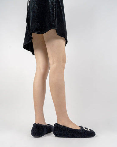 Rhinestone-Square-Buckle-Fuzzy-Slip-On-Slippers-Loafers