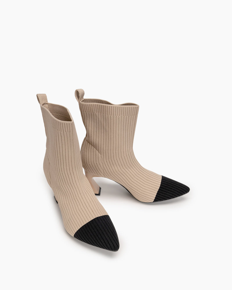 Knit-Stretch-Mid-Calf-Slip-On-Chunky-Ankle-Booties