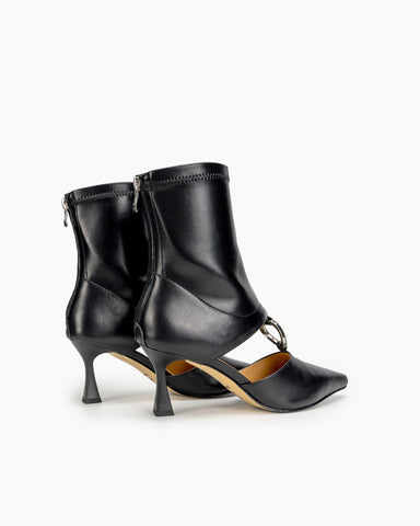 Rhinestone-Hollow-Leather-Zipper-Stiletto-Mid-Heel-Boots