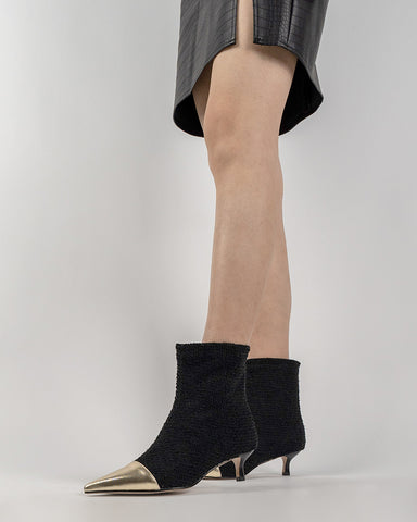 Fabric-Weave-Stiletto-Kitten-Heel-Pointed-Toe-Ankle-Boots