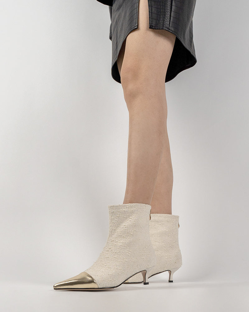 Fabric-Weave-Stiletto-Kitten-Heel-Pointed-Toe-Ankle-Boots