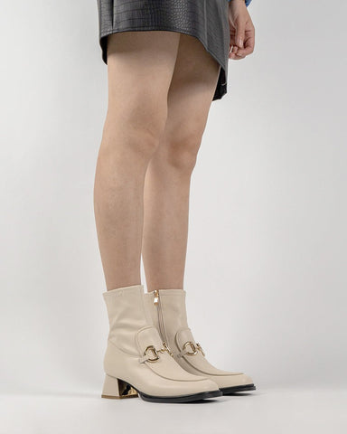 Classic-Metal-Buckle-Leather-Side-Zipper-Chunky-Block-Heel-Mid-Calf-Boots