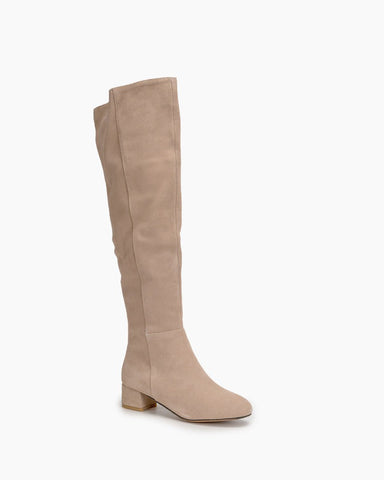 Stretch Side Zipper Over The Knee Chunky Heel Thigh High Boots