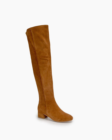Stretch Side Zipper Over The Knee Chunky Heel Thigh High Boots