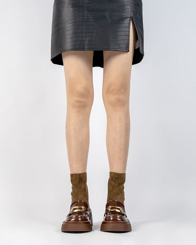 Elastic Chunky Heel Platform Ankle Boots