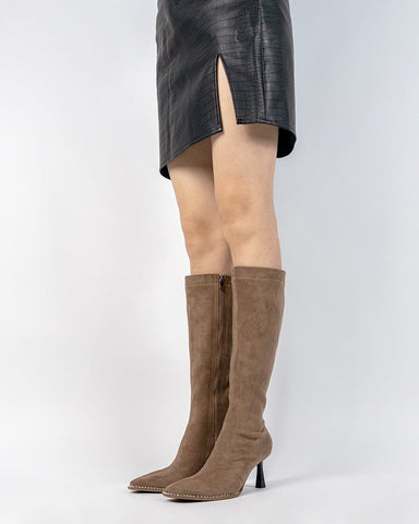 Rhinestone Stiletto Heel Knee High Stretch Boots