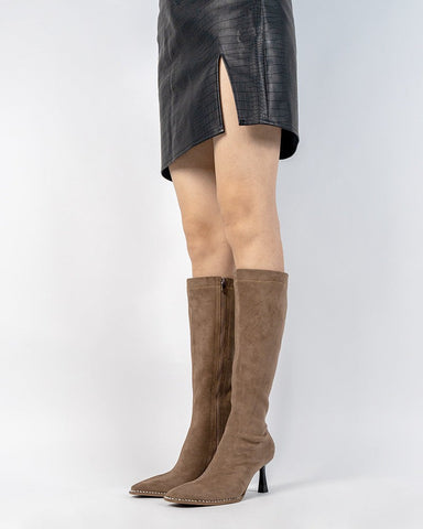 Rhinestone Stiletto Heel Knee High Stretch Boots