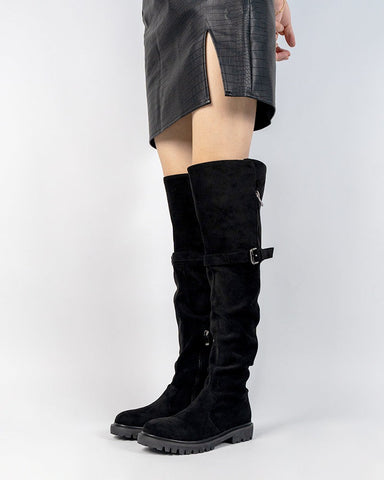 Knee High Comfortable Boots Suede Slouch Flat Boots