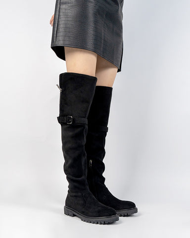 Knee High Comfortable Boots Suede Slouch Flat Boots