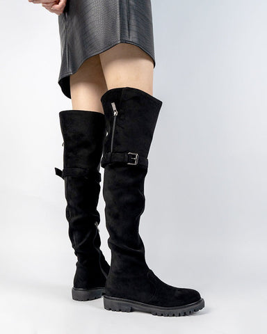 Knee High Comfortable Boots Suede Slouch Flat Boots