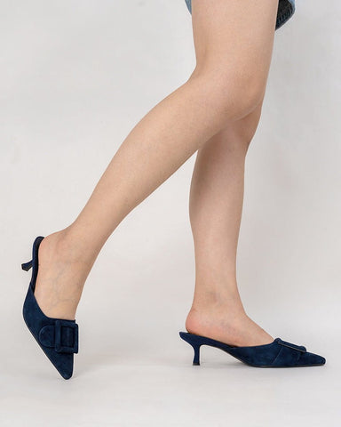 (Clean Up - US 6 ) Pointed Toe Slides Low Heels Mule Kitten Heel Sandals
