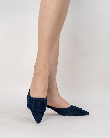 (Clean Up - US 6 ) Pointed Toe Slides Low Heels Mule Kitten Heel Sandals