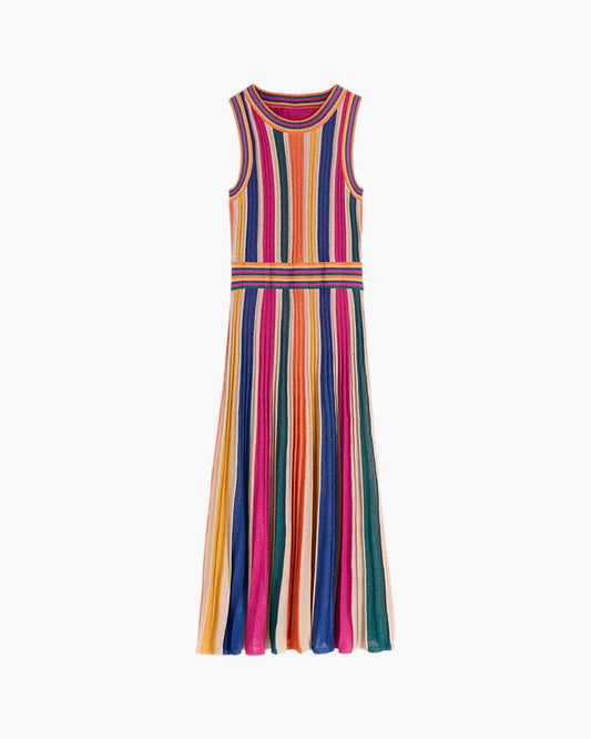 Sparkling-Evening-Metallic-Stripe-Party-Dress-5
