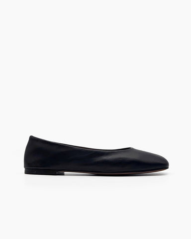 Square Toe Leather Slip-Ons Ballet Flats
