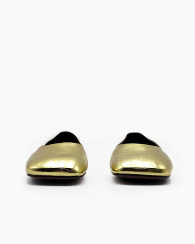 Square Toe Leather Slip-Ons Ballet Flats