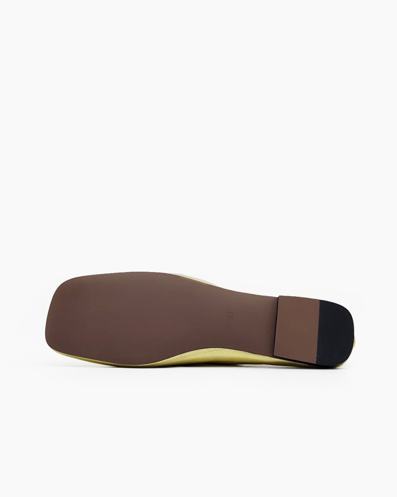 Square Toe Leather Slip-Ons Ballet Flats